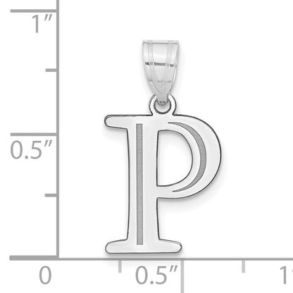 14kw Polished Etched Letter P Initial Pendant