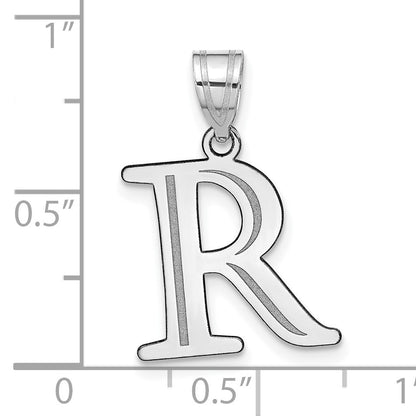 14kw Polished Etched Letter R Initial Pendant