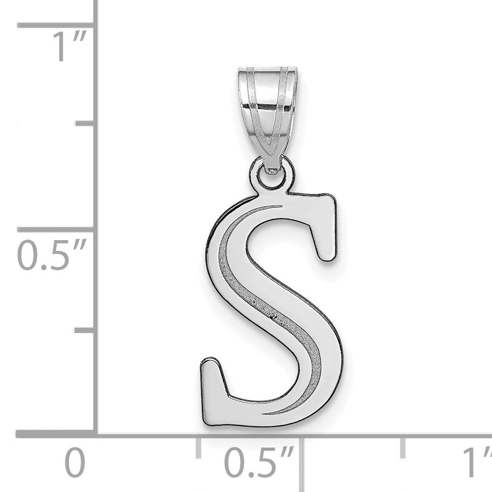 14kw Polished Etched Letter S Initial Pendant