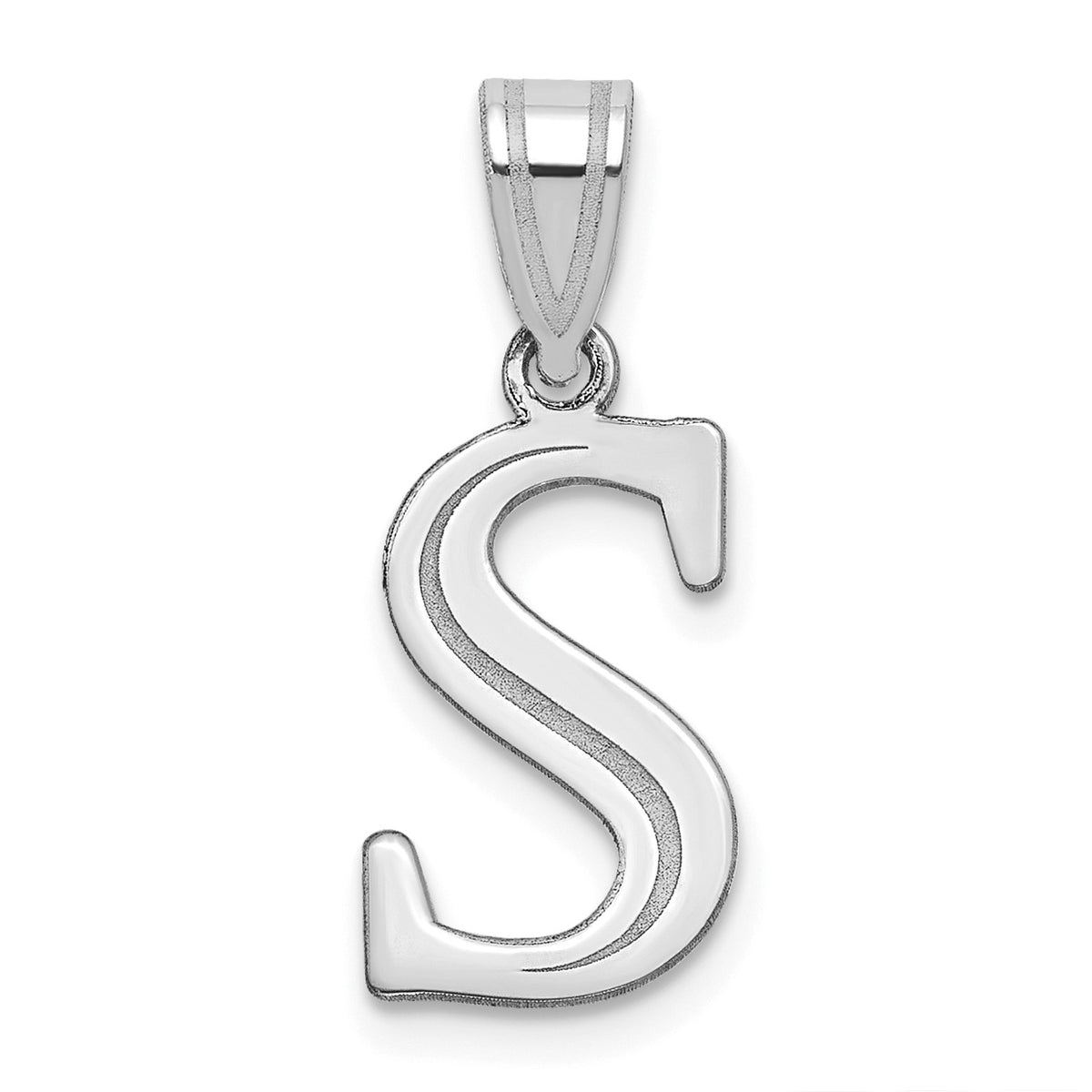 14kw Polished Etched Letter S Initial Pendant