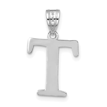 14kw Polished Etched Letter T Initial Pendant