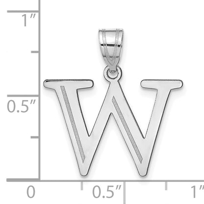 14kw Polished Etched Letter W Initial Pendant