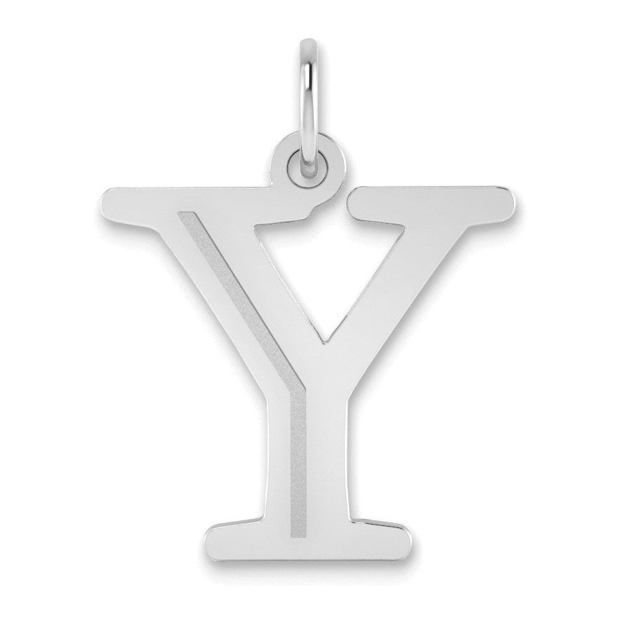 14kw Polished Etched Letter Y Initial Pendant