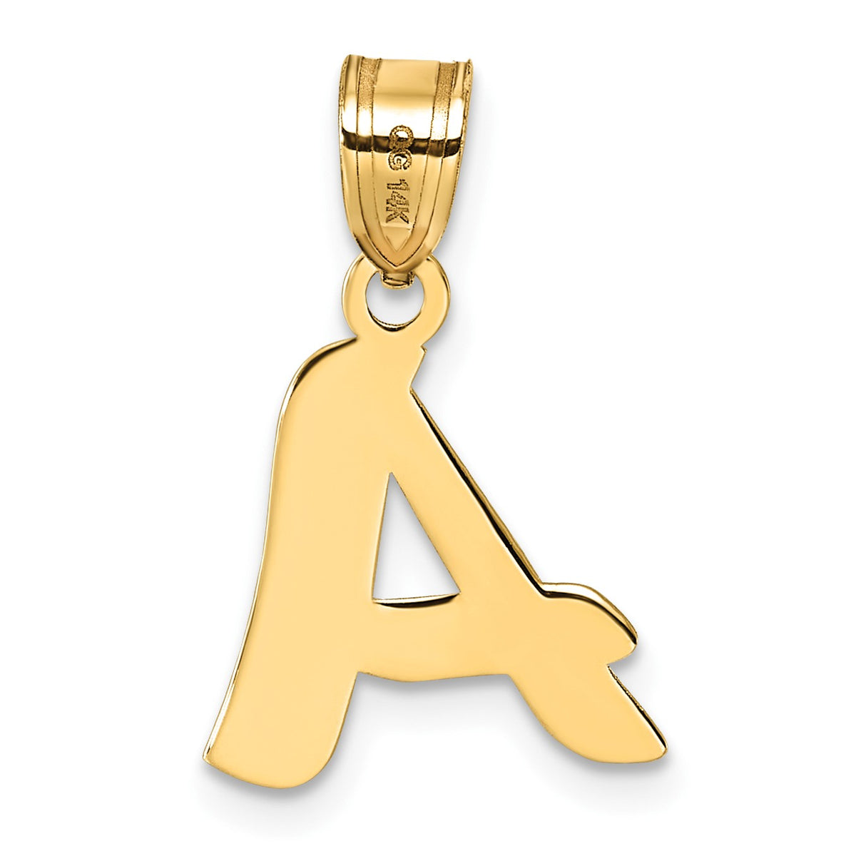 14k Polished Script Letter A Initial Pendant
