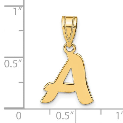 14k Polished Script Letter A Initial Pendant