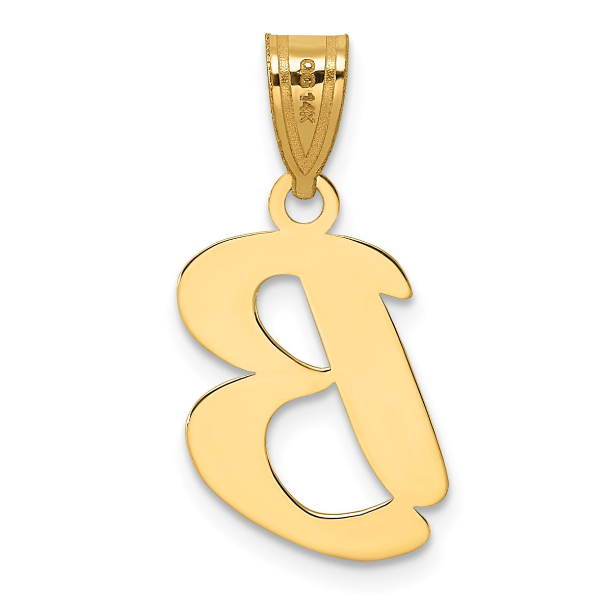 14k Polished Script Letter B Initial Pendant