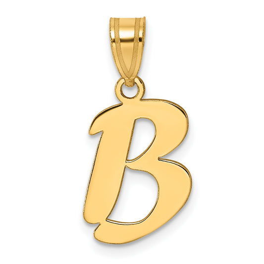 14k Polished Script Letter B Initial Pendant