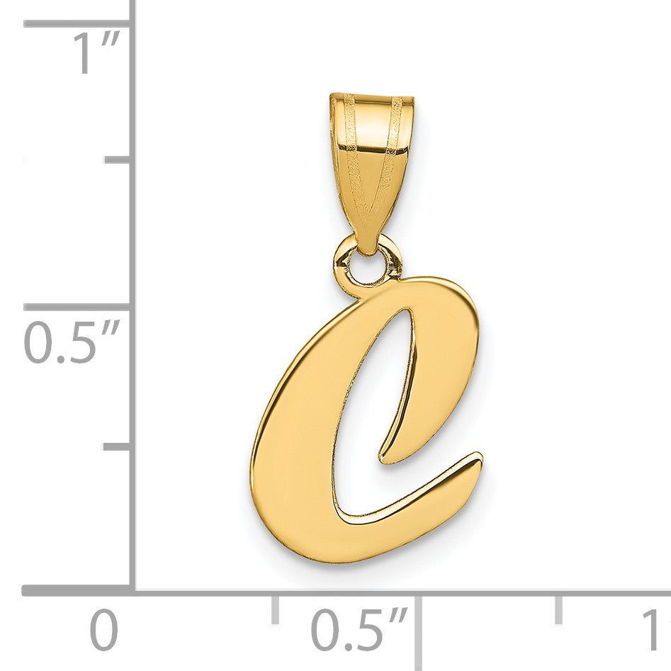 14k Polished Script Letter C Initial Pendant