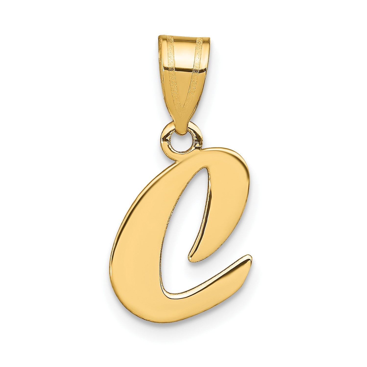 14k Polished Script Letter C Initial Pendant