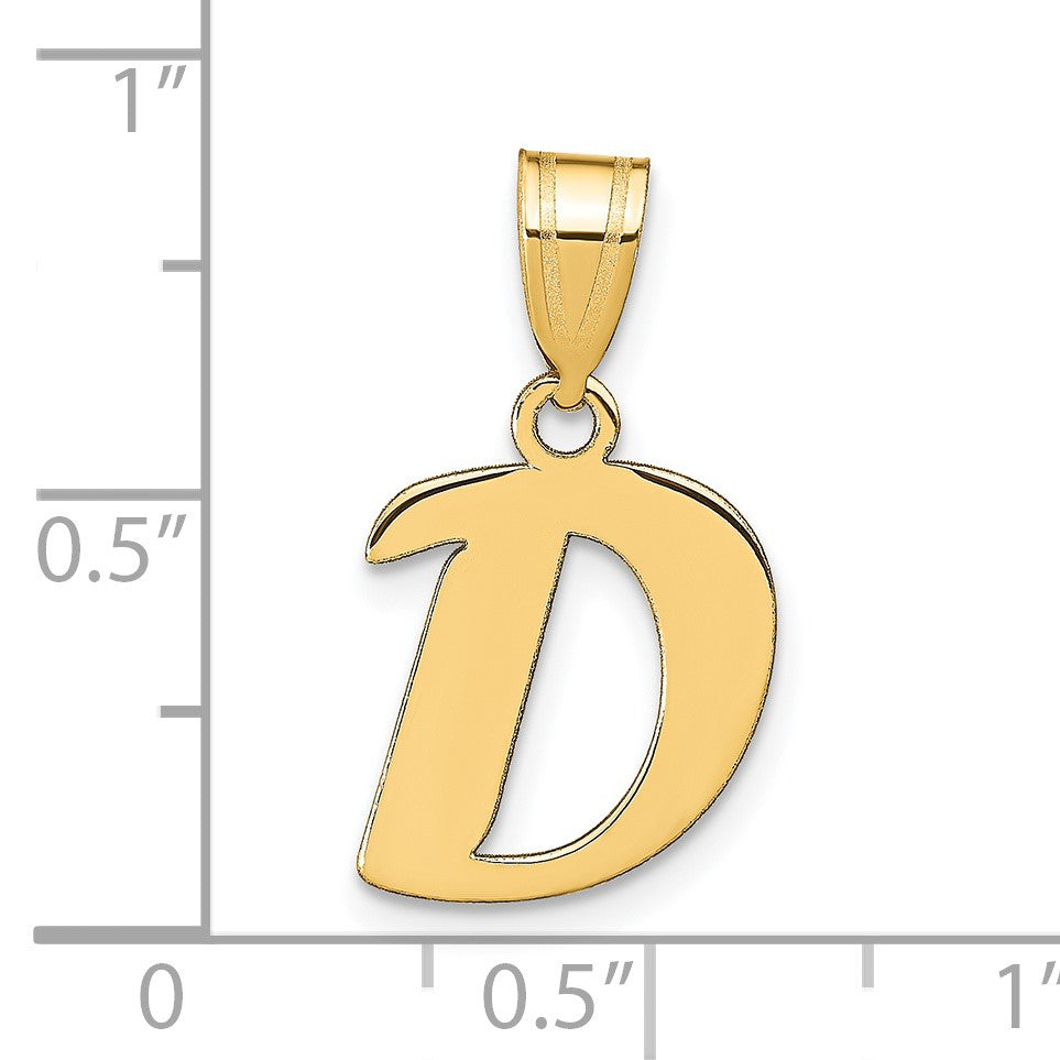 14k Polished Script Letter D Initial Pendant