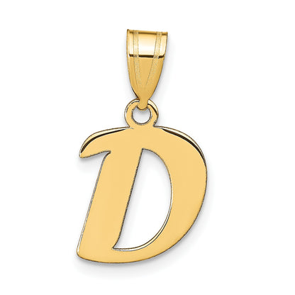 14k Polished Script Letter D Initial Pendant