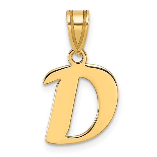 14k Polished Script Letter D Initial Pendant