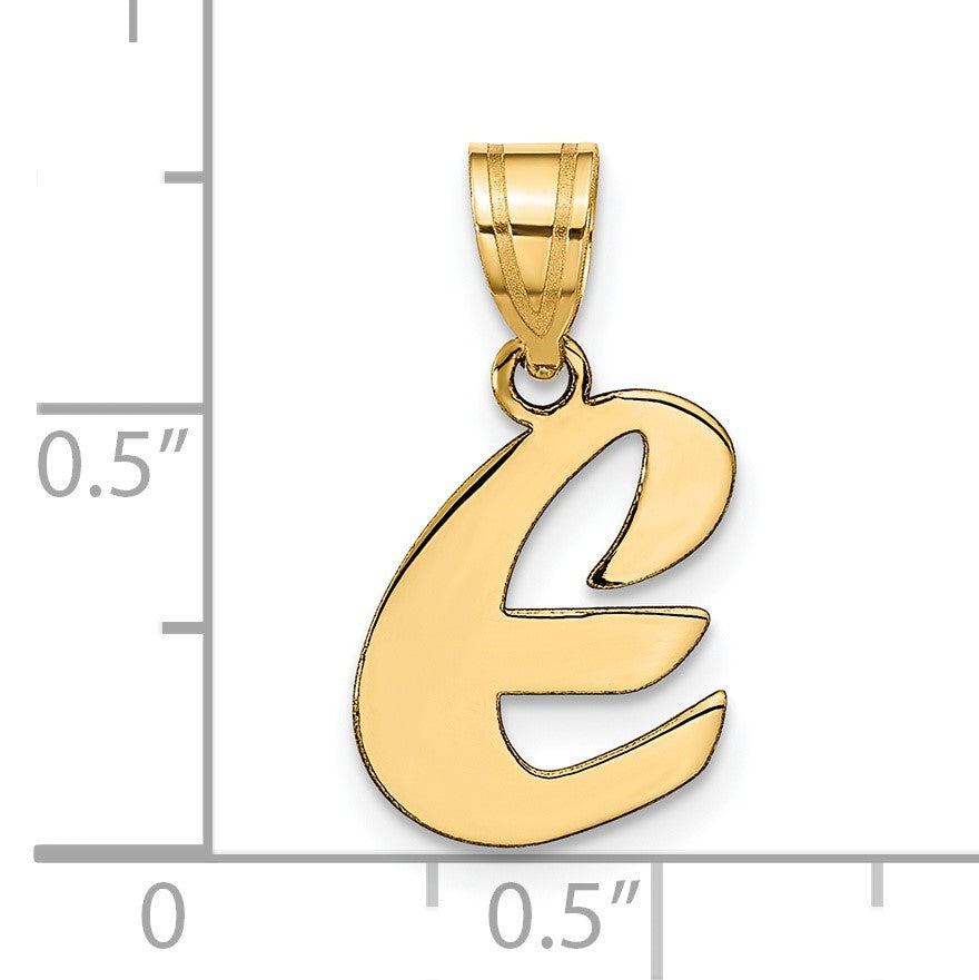 14k Polished Script Letter E Initial Pendant