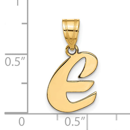 14k Polished Script Letter E Initial Pendant