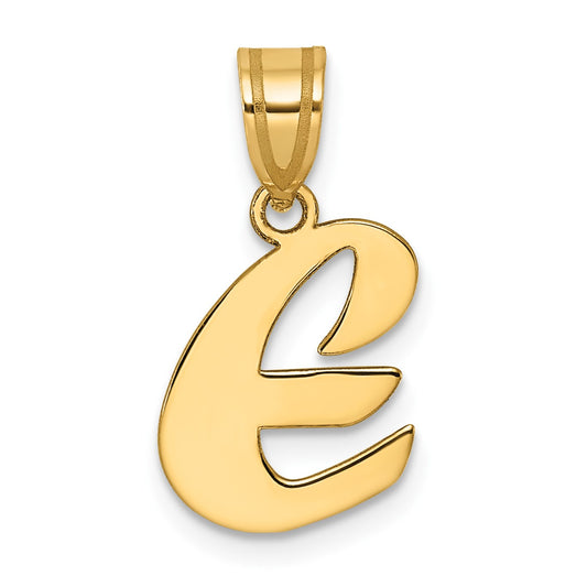 14k Polished Script Letter E Initial Pendant