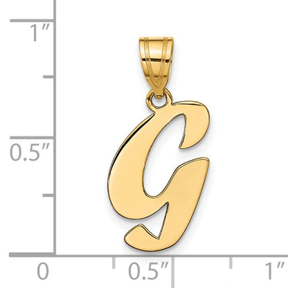 14k Polished Script Letter G Initial Pendant