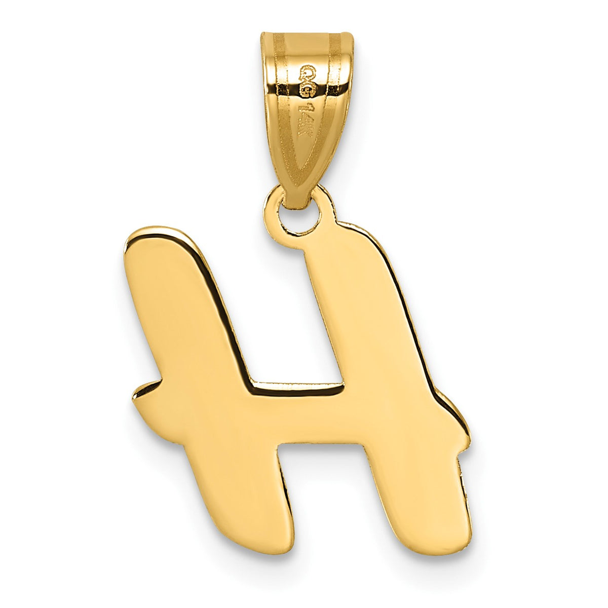 14k Polished Script Letter H Initial Pendant