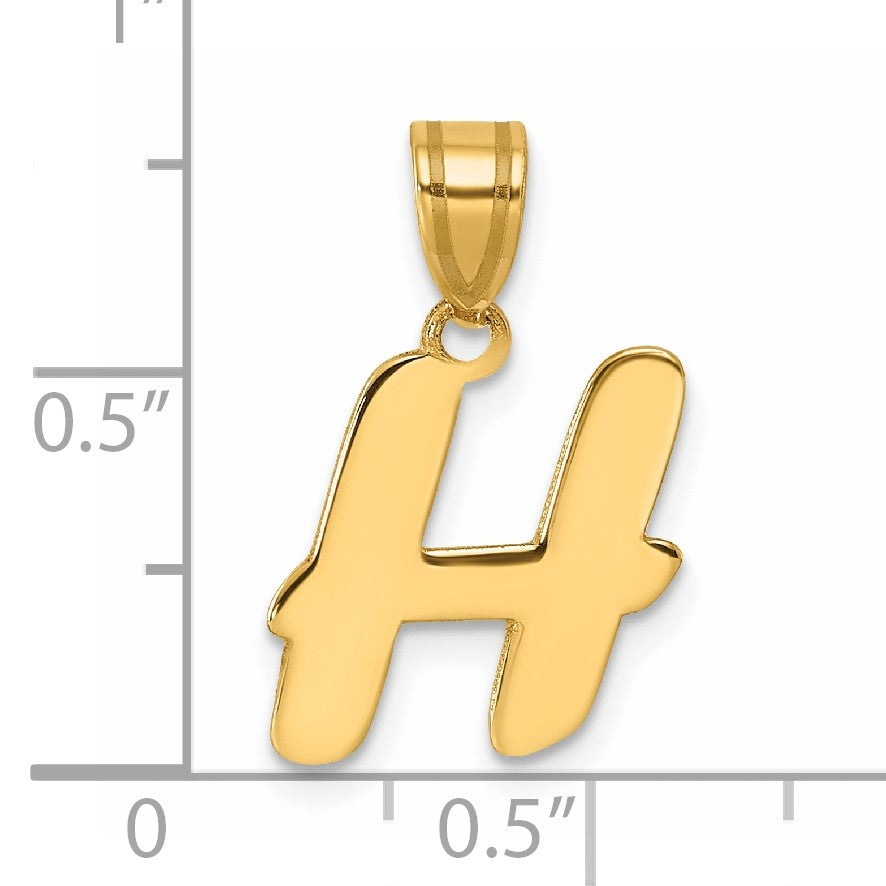 14k Polished Script Letter H Initial Pendant