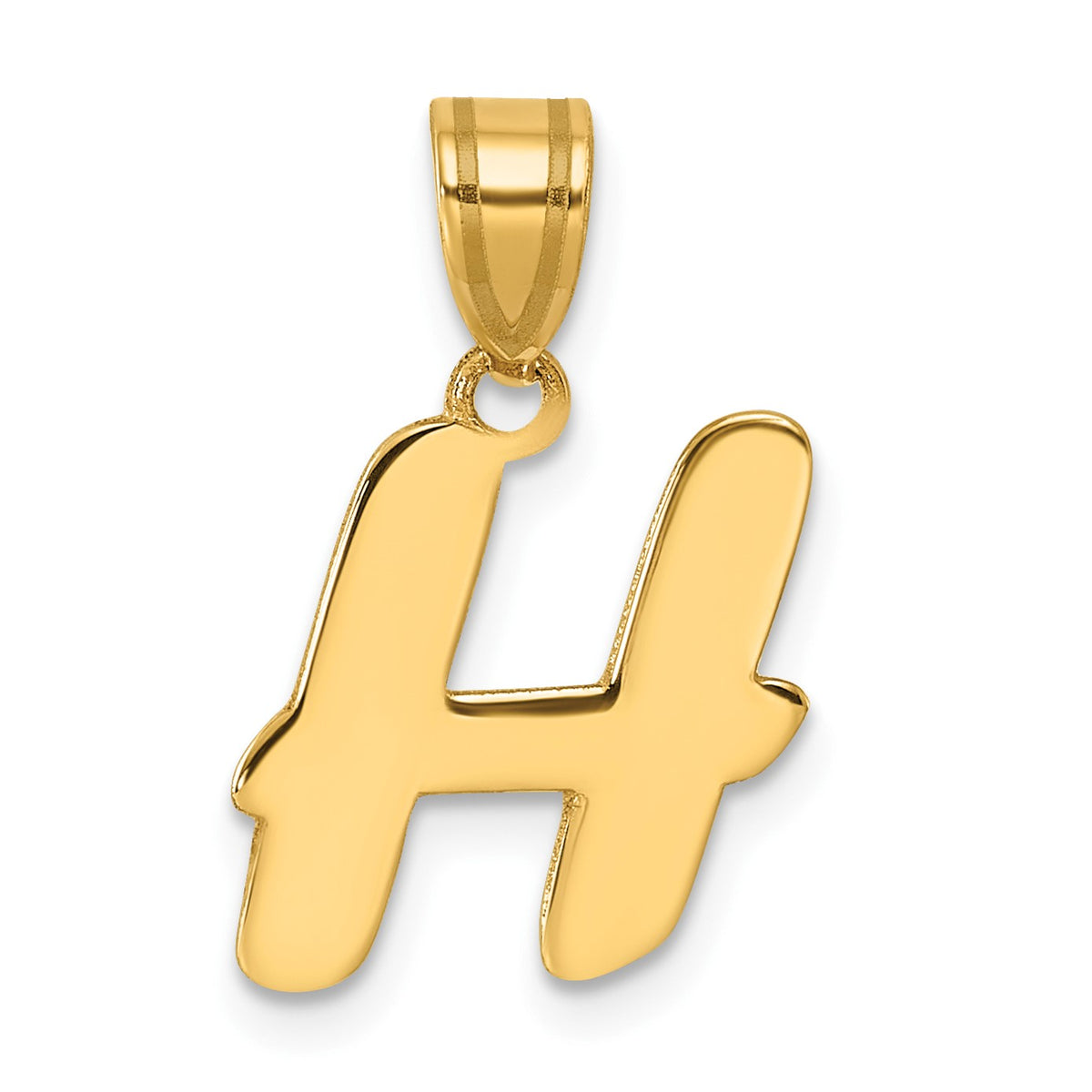 14k Polished Script Letter H Initial Pendant