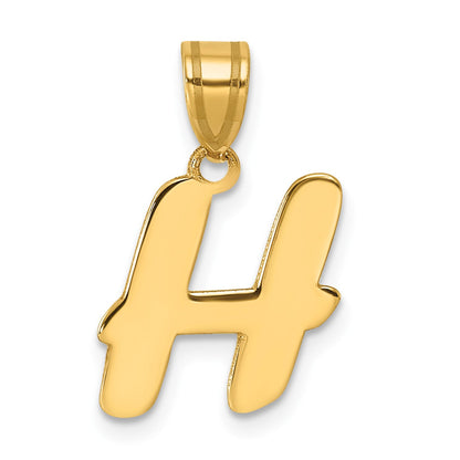 14k Polished Script Letter H Initial Pendant