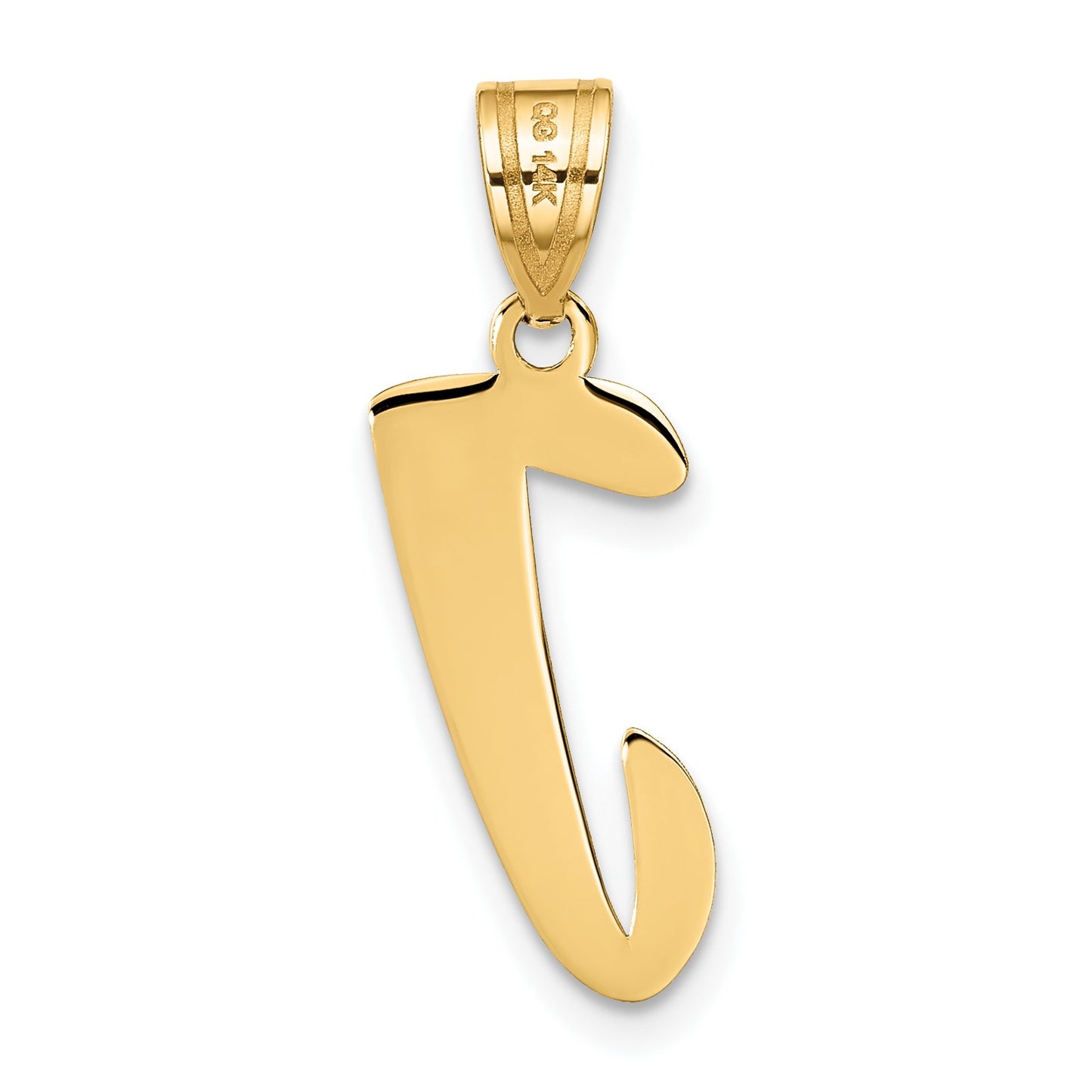 14k Polished Script Letter J Initial Pendant