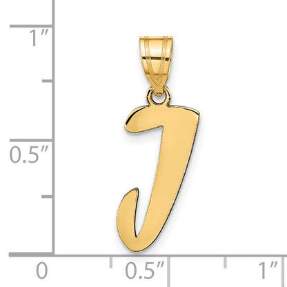 14k Polished Script Letter J Initial Pendant