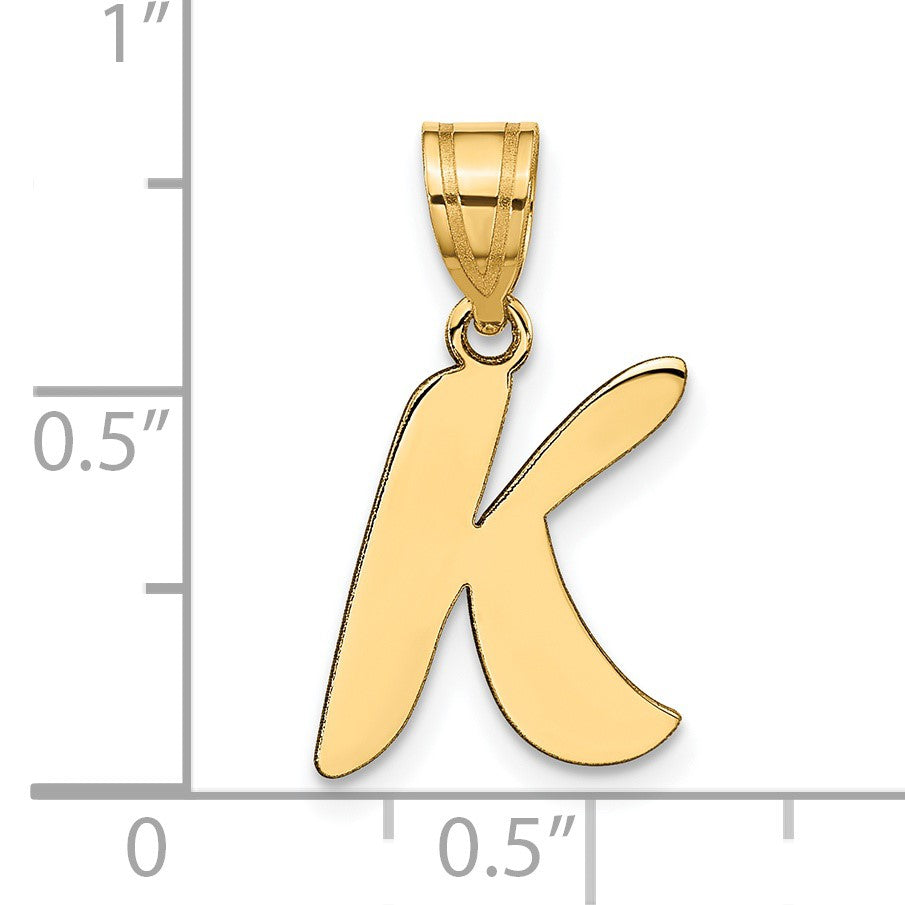 14k Polished Script Letter K Initial Pendant