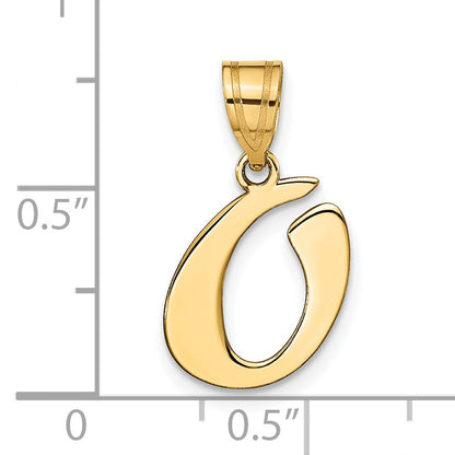 14k Polished Script Letter O Initial Pendant