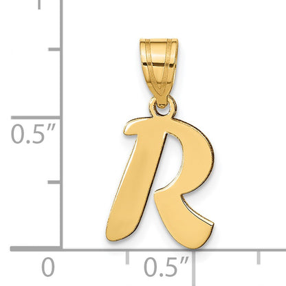 14k Polished Script Letter R Initial Pendant