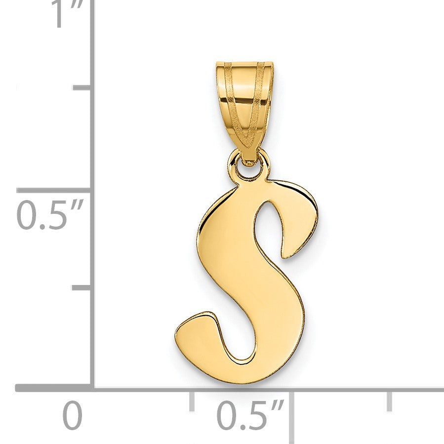 14k Polished Script Letter S Initial Pendant