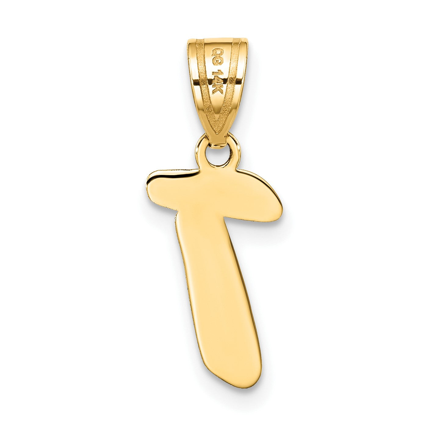 14k Polished Script Letter T Initial Pendant