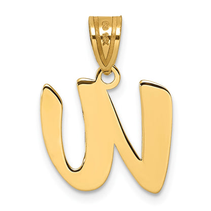 14k Polished Script Letter W Initial Pendant