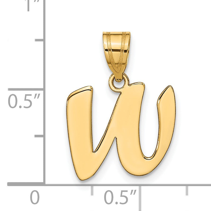 14k Polished Script Letter W Initial Pendant