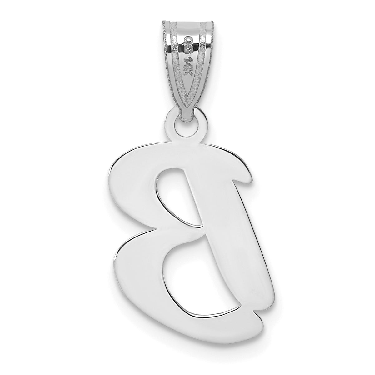 14kw Polished Script Letter B Initial Pendant