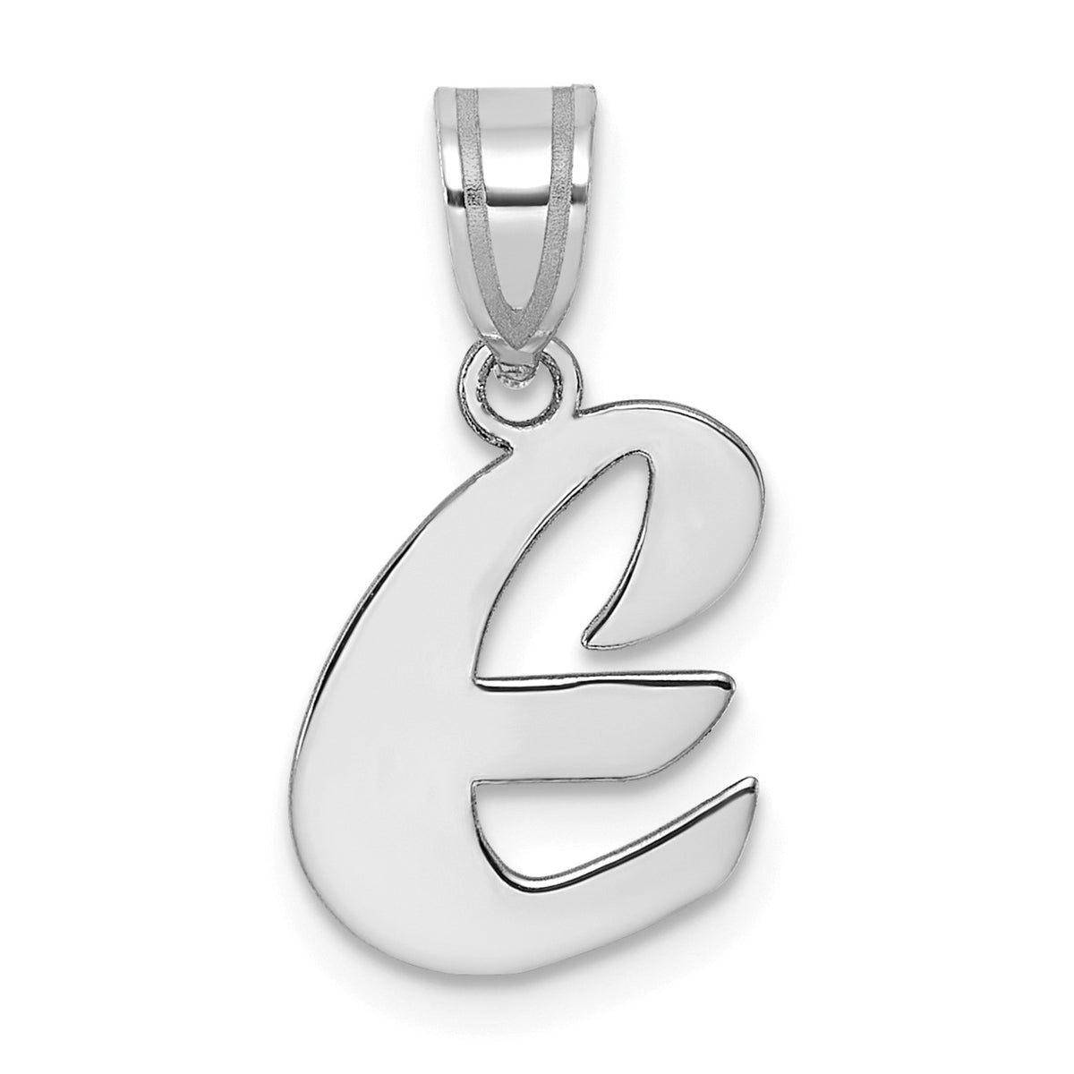 14kw Polished Script Letter E Initial Pendant