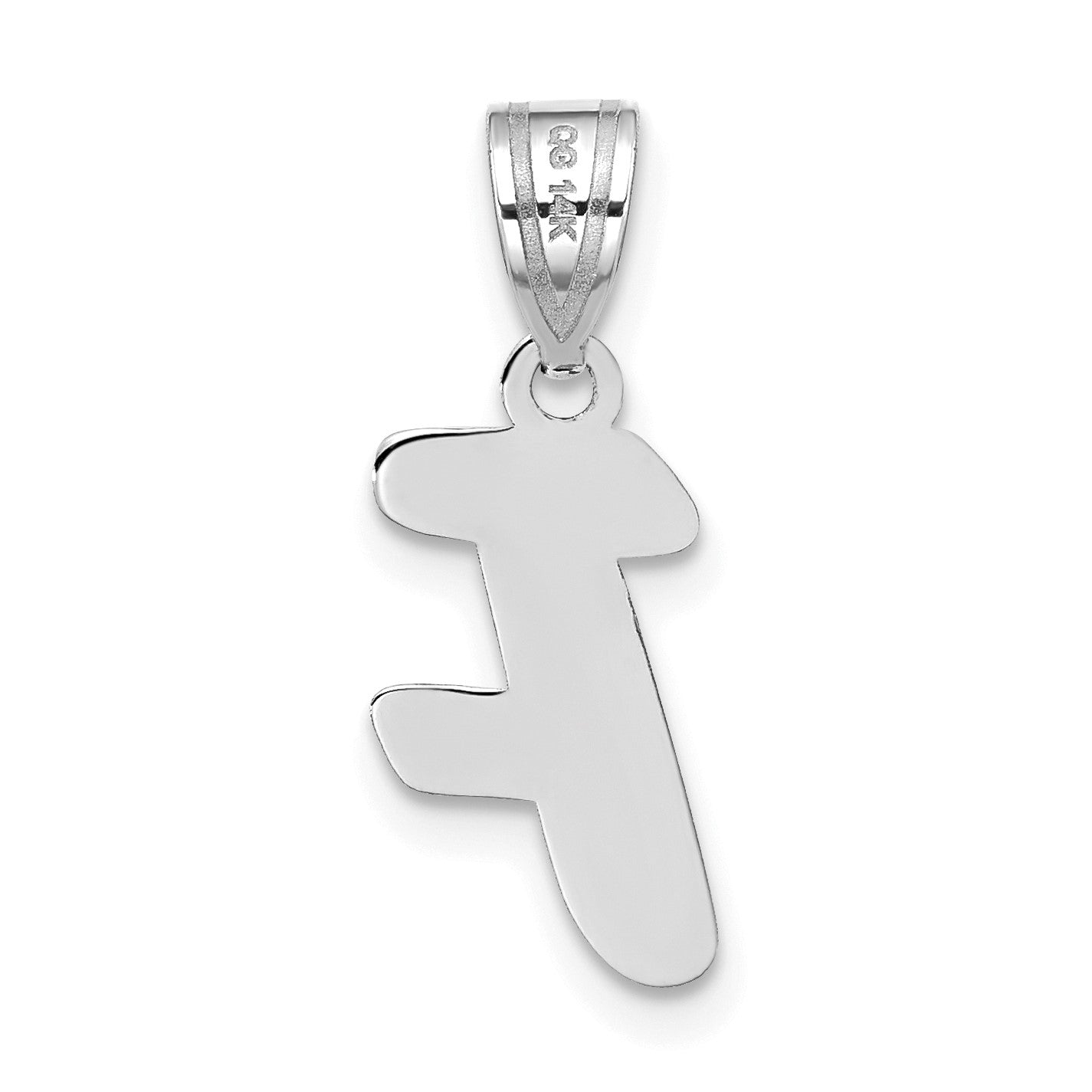 14kw Polished Script Letter F Initial Pendant