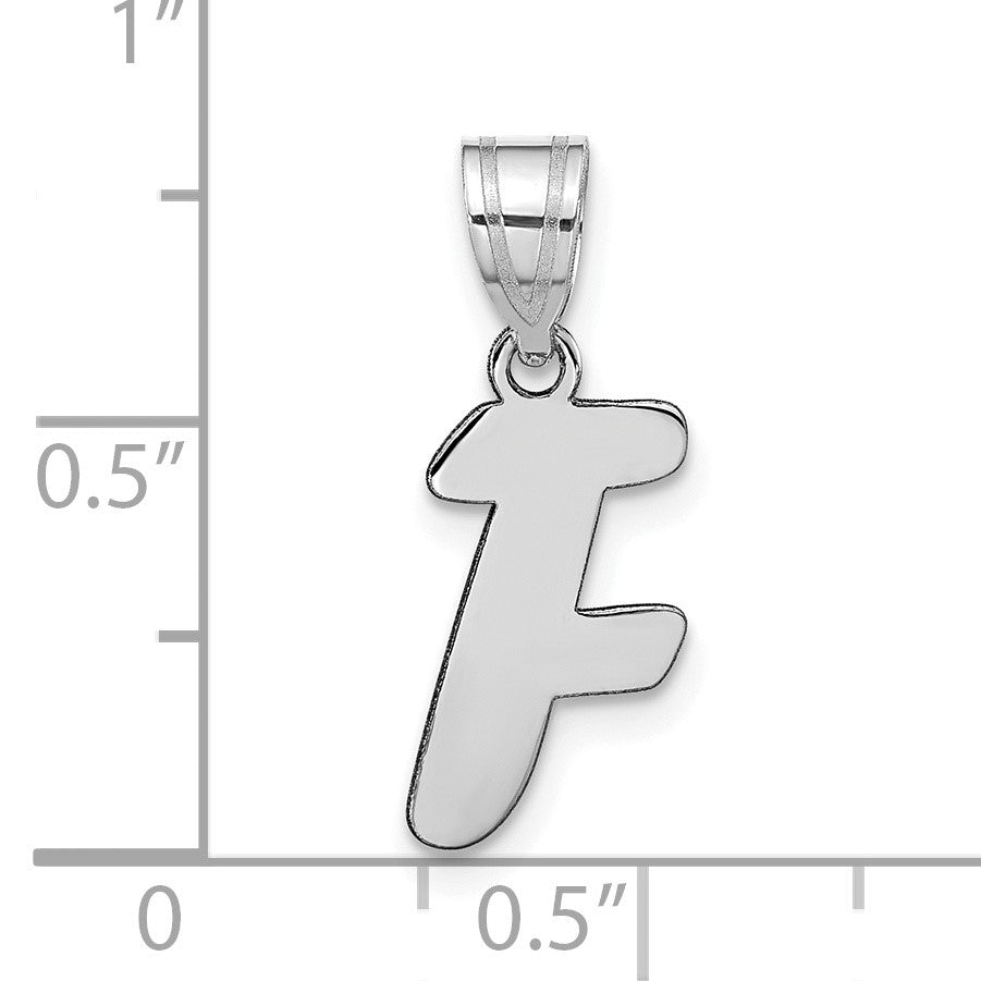 14kw Polished Script Letter F Initial Pendant