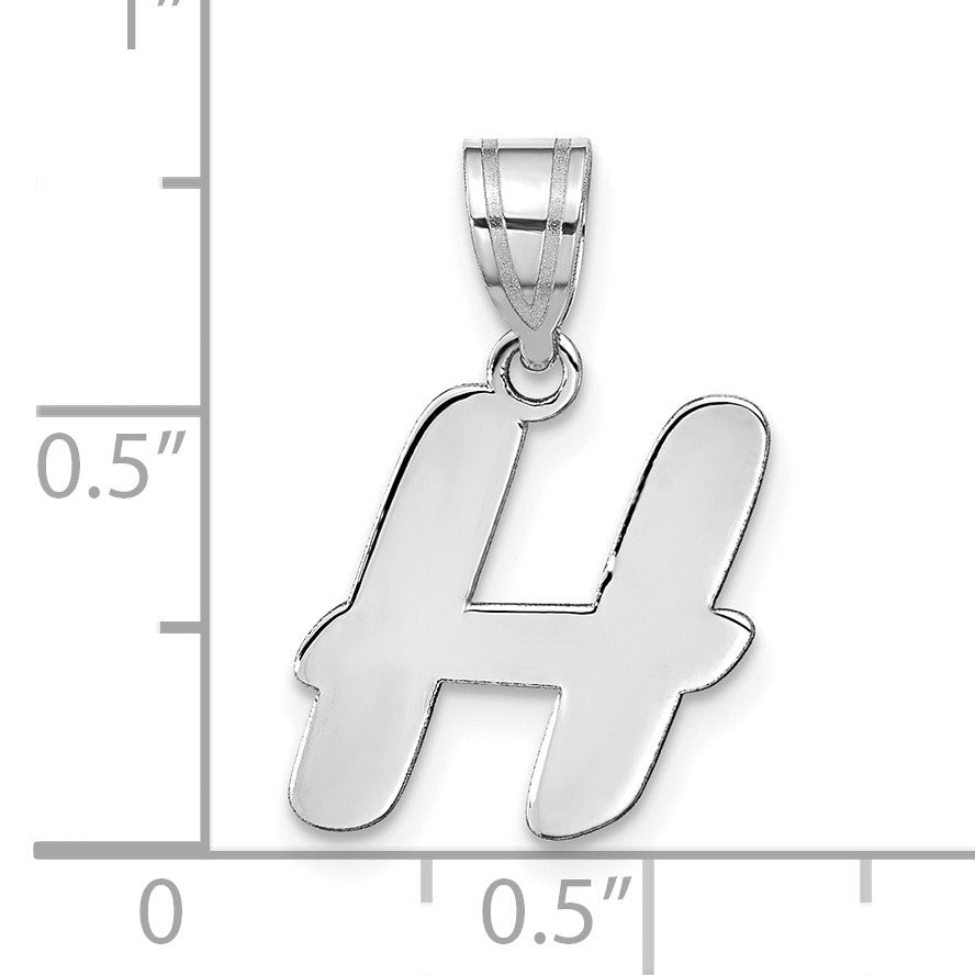 14kw Polished Script Letter H Initial Pendant