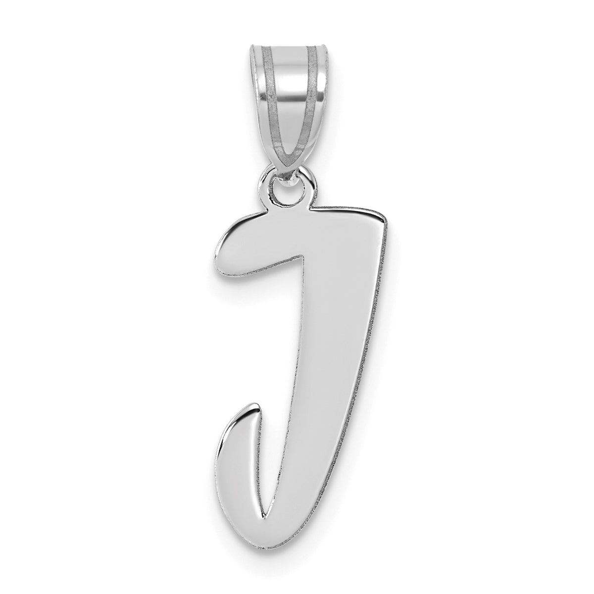 14kw Polished Script Letter J Initial Pendant