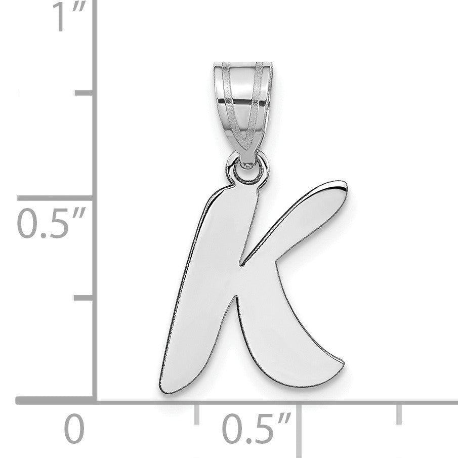 14kw Polished Script Letter K Initial Pendant