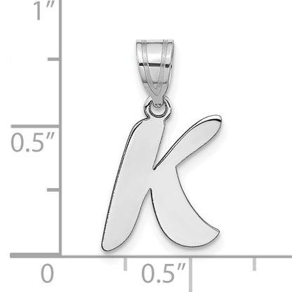 14kw Polished Script Letter K Initial Pendant