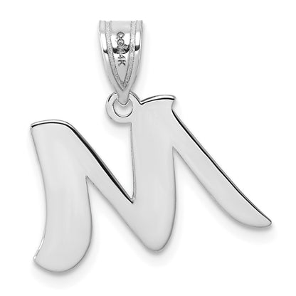 14kw Polished Script Letter M Initial Pendant