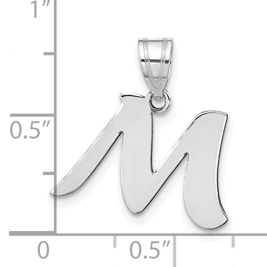 14kw Polished Script Letter M Initial Pendant