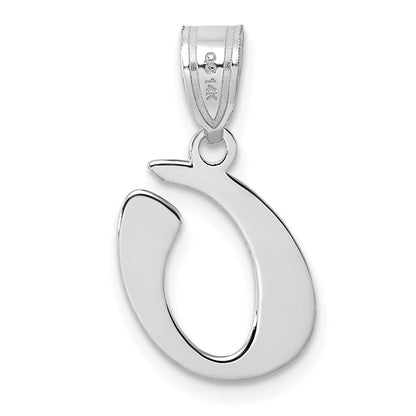 14kw Polished Script Letter O Initial Pendant