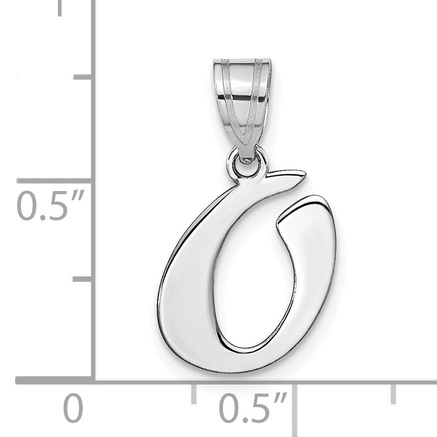 14kw Polished Script Letter O Initial Pendant