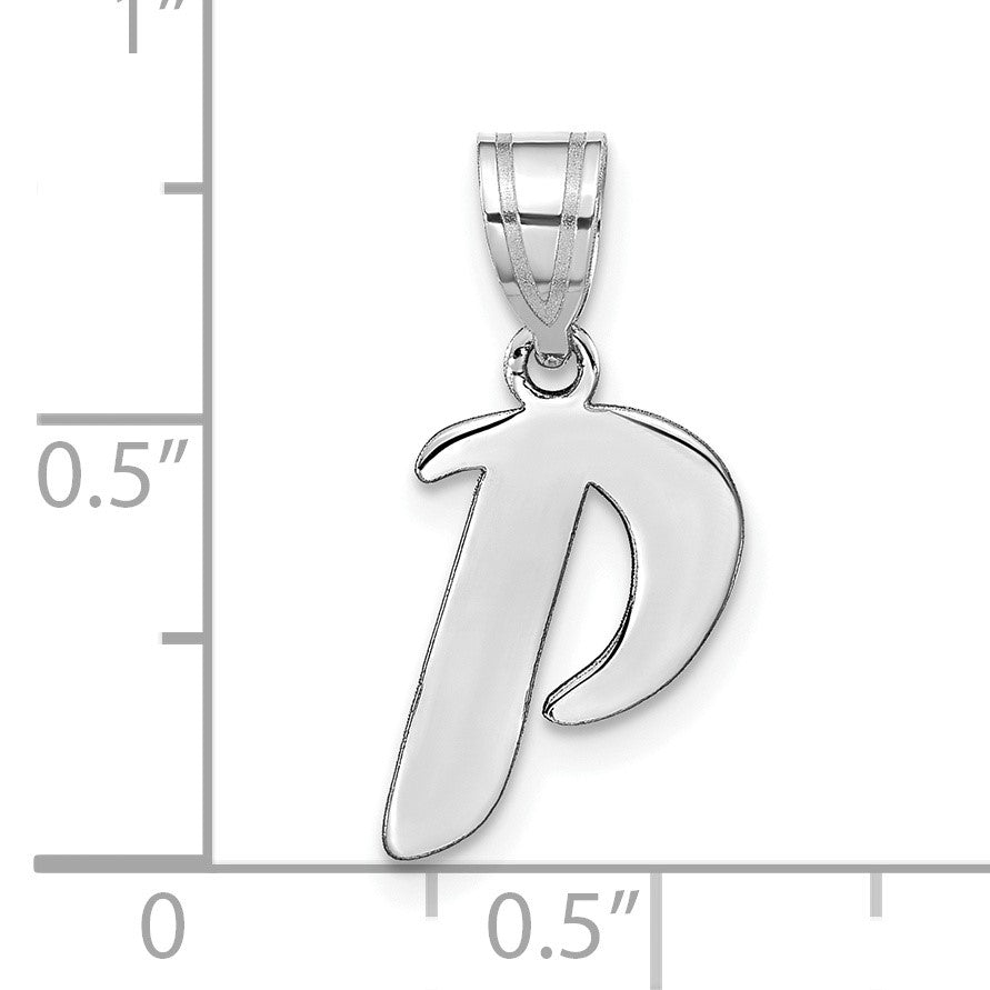 14kw Polished Script Letter P Initial Pendant