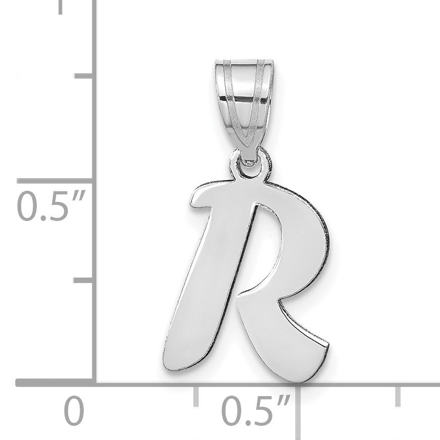 14kw Polished Script Letter R Initial Pendant