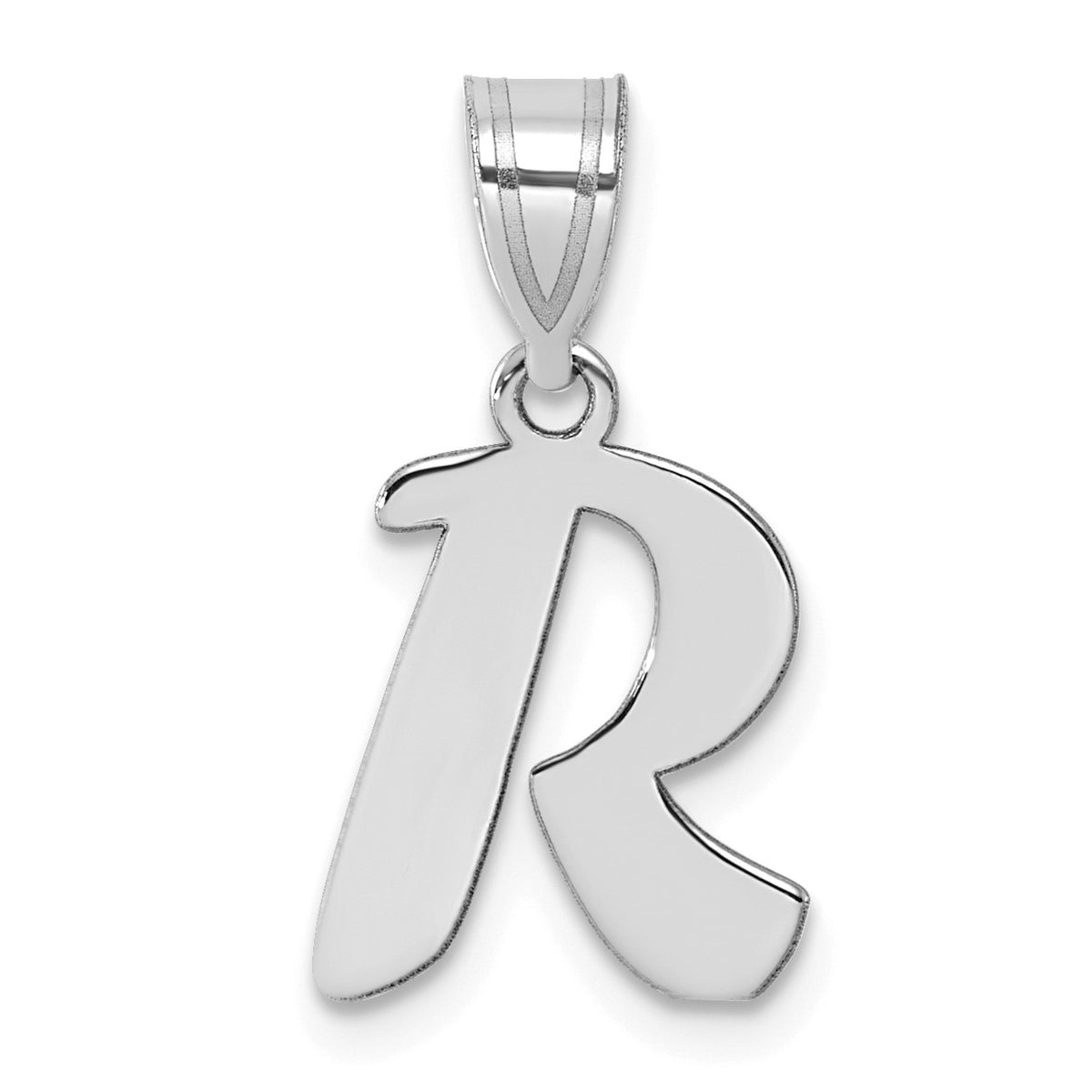 14kw Polished Script Letter R Initial Pendant