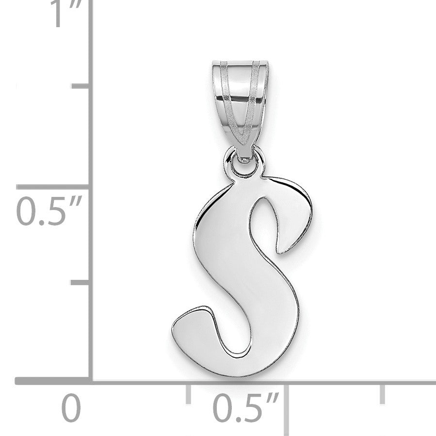 14kw Polished Script Letter S Initial Pendant