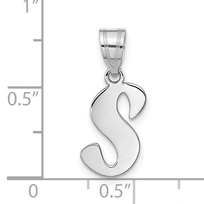 14kw Polished Script Letter S Initial Pendant